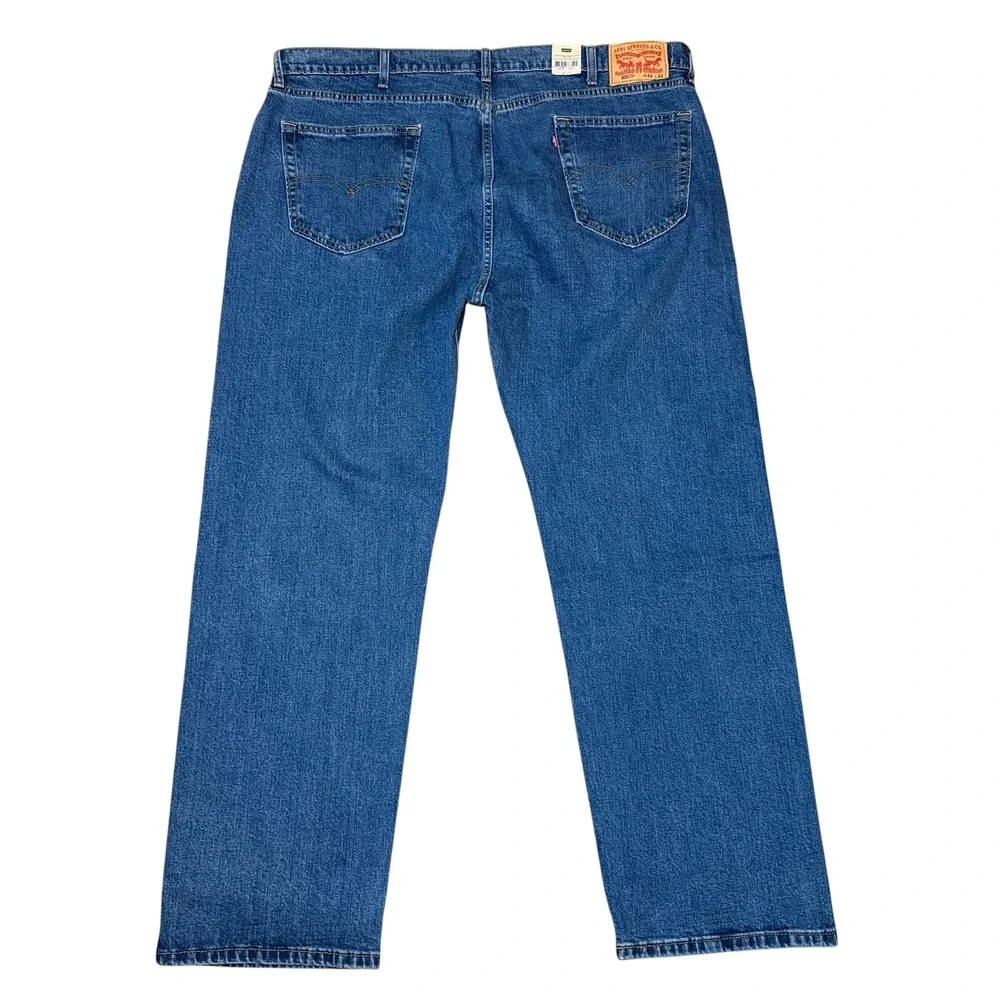 Levis 505 Regular Fit Stretch Jeans Mens 44x32 Blue Straight Leg Denim 005051454
